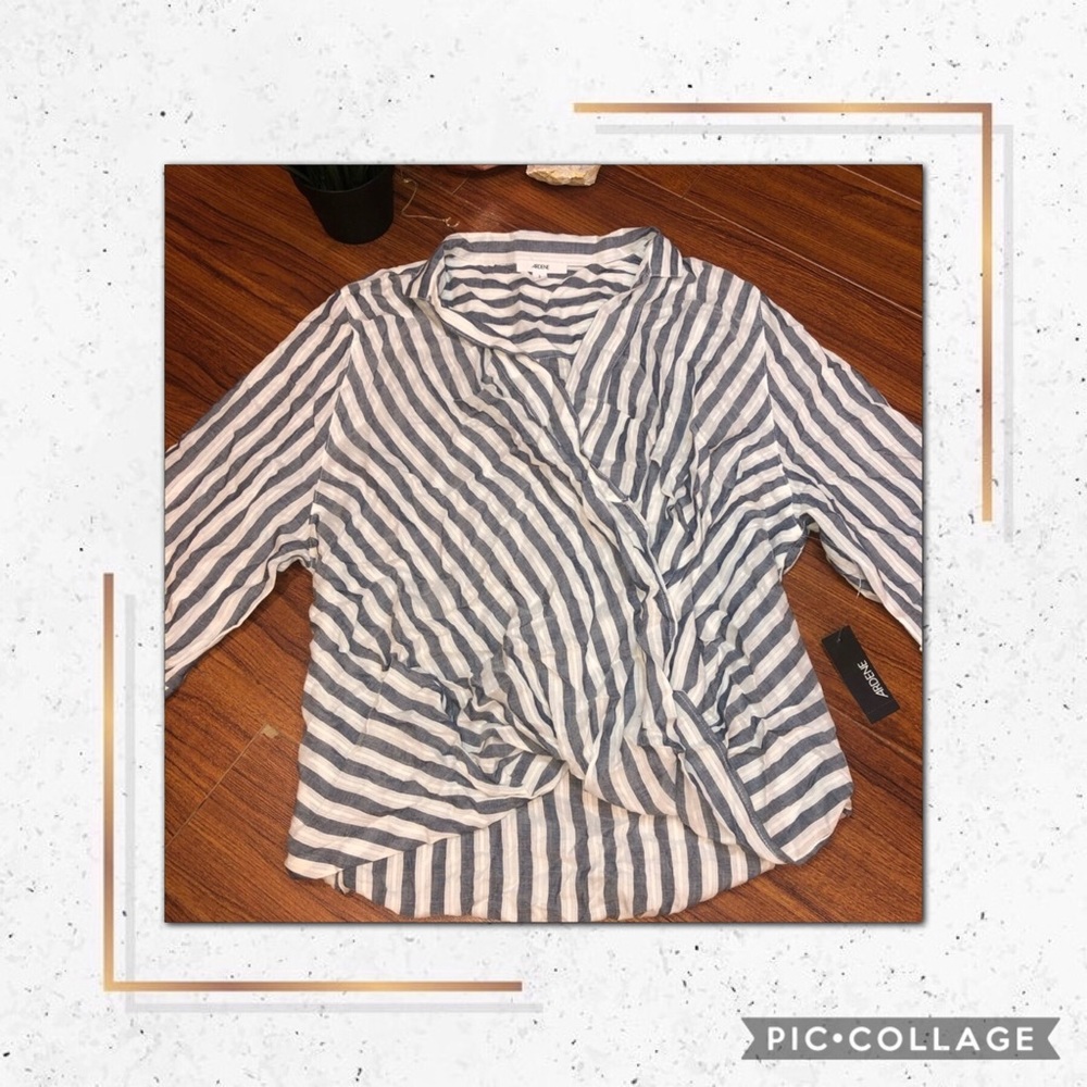 ✨2/$30✨ NEW STRIPED CROSS OVER FRONT BLOUSE ✨